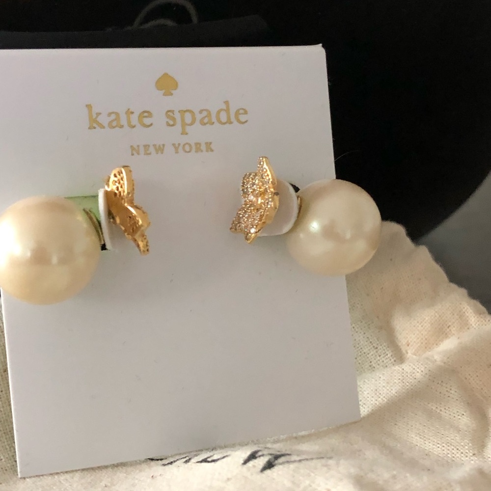 DONATING 4/9 Kate Spade Blooming Pearl and Gold Orchid earrings